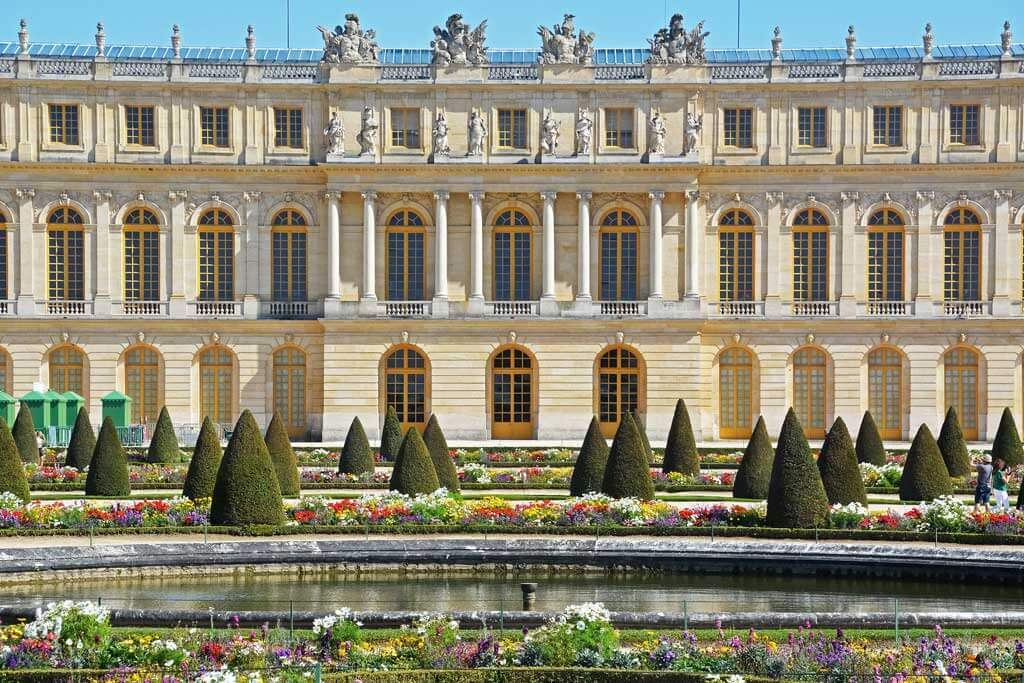 Palace of Versailles chateau facade gardens
