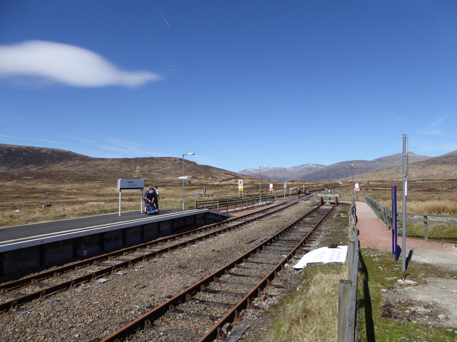 Corrour railway station alone on Rannoch Moor, Scotland, with no public road within about ten miles.
