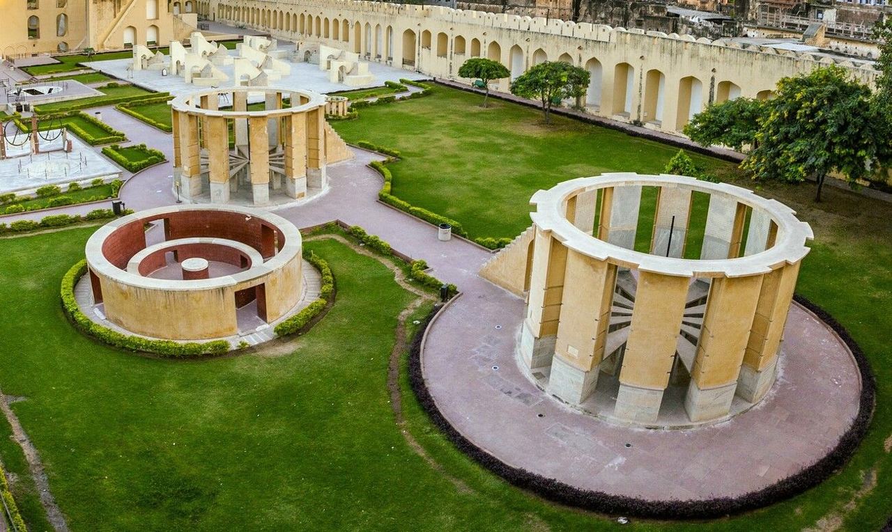 Jantar Mantar Jaipur observatory instruments courtyard wide view