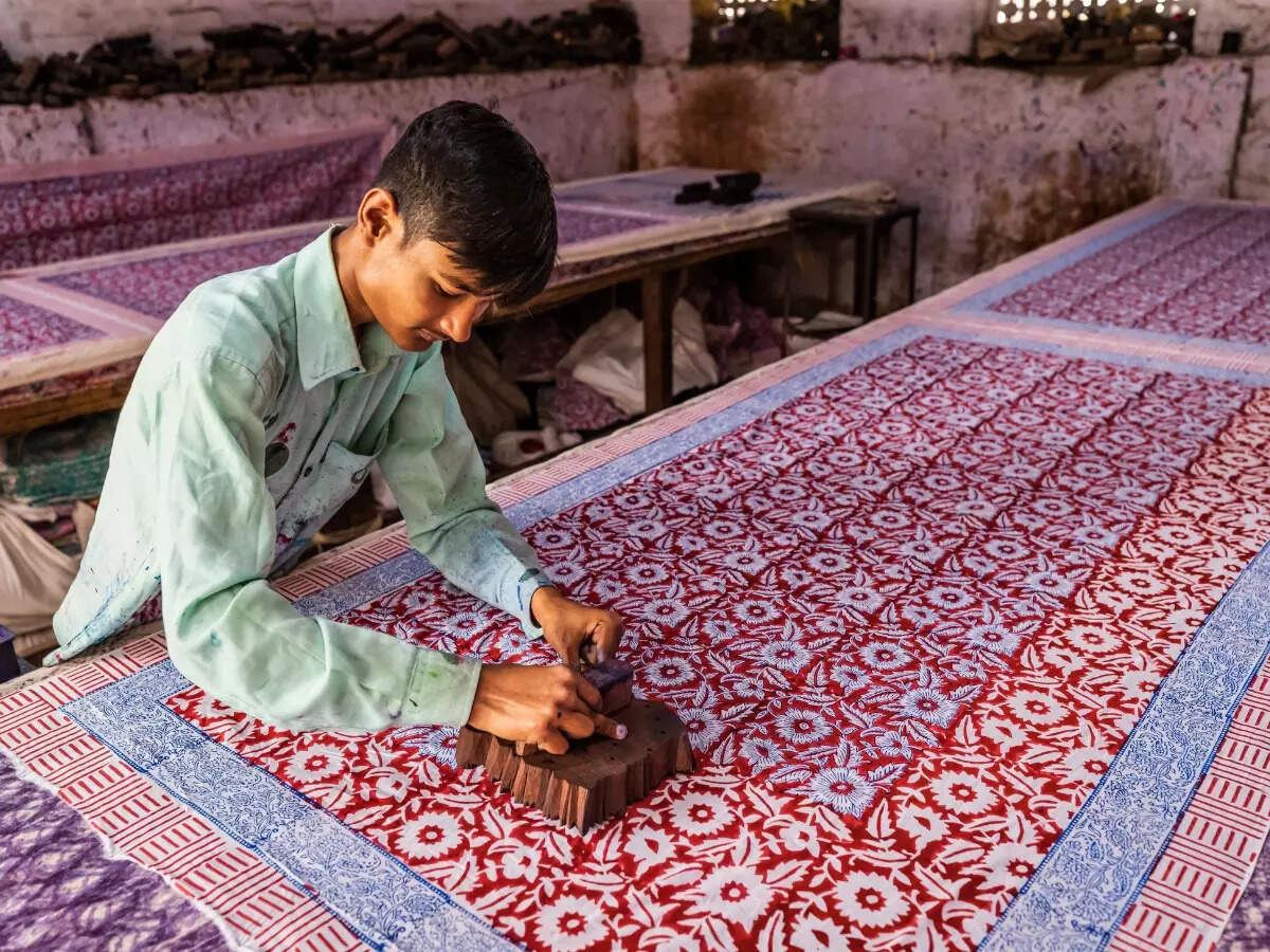 Sanganer Jaipur hand block printing wooden block fabric printer