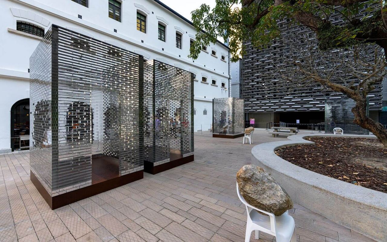 The courtyard of Tai Kwun, the restored Central Police Station compound, with its white colonial block