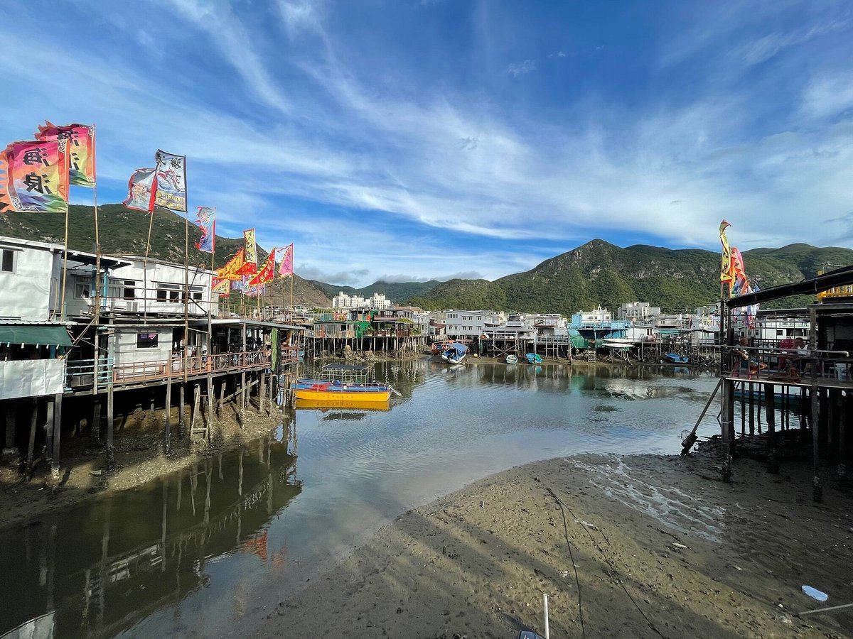 Stilt houses over the tidal creek at the Tai O fishing village on Lantau