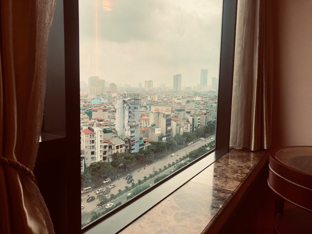 a view of a city from a window