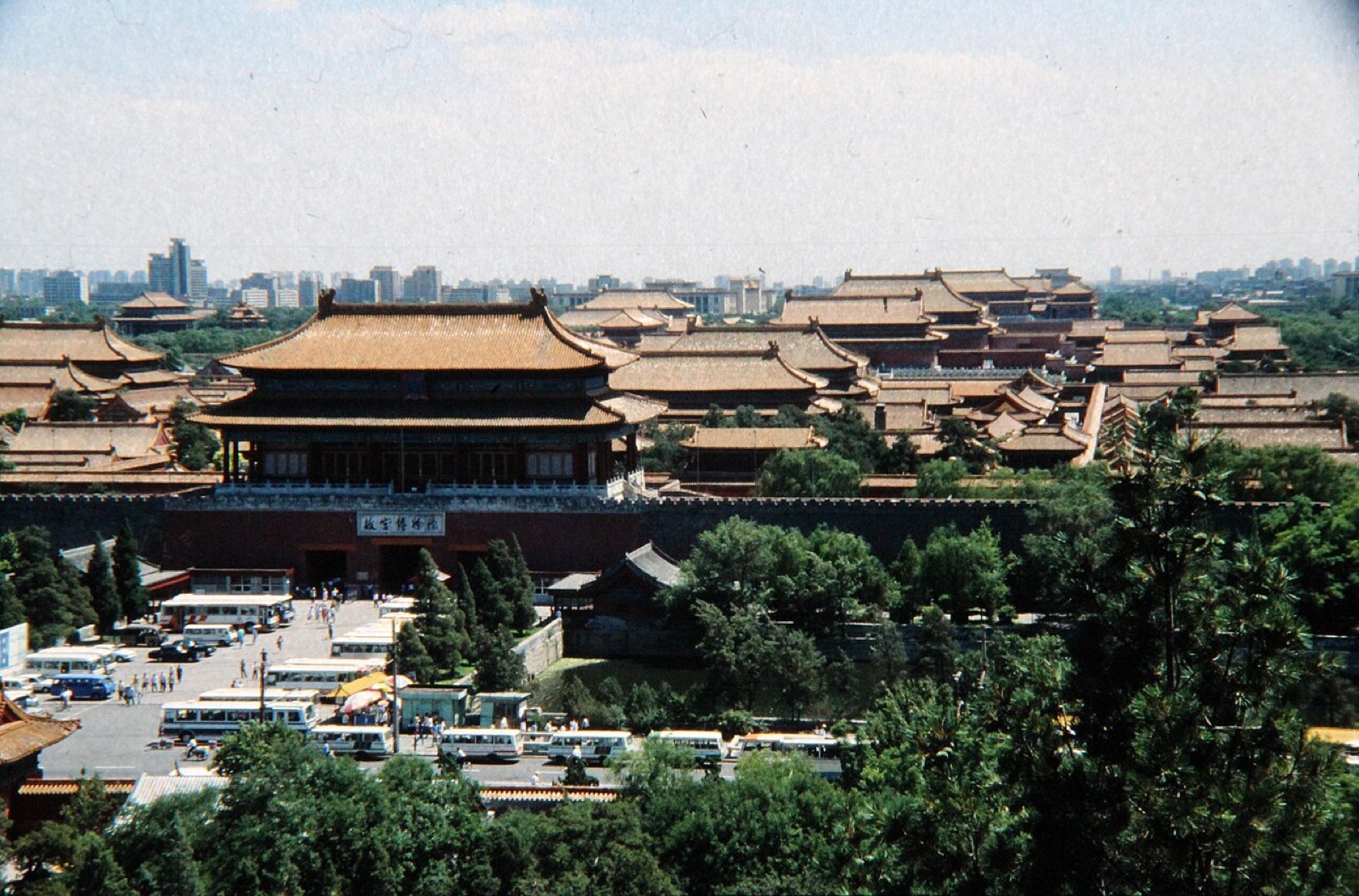 Jingshan Park hilltop pavilion view Forbidden City