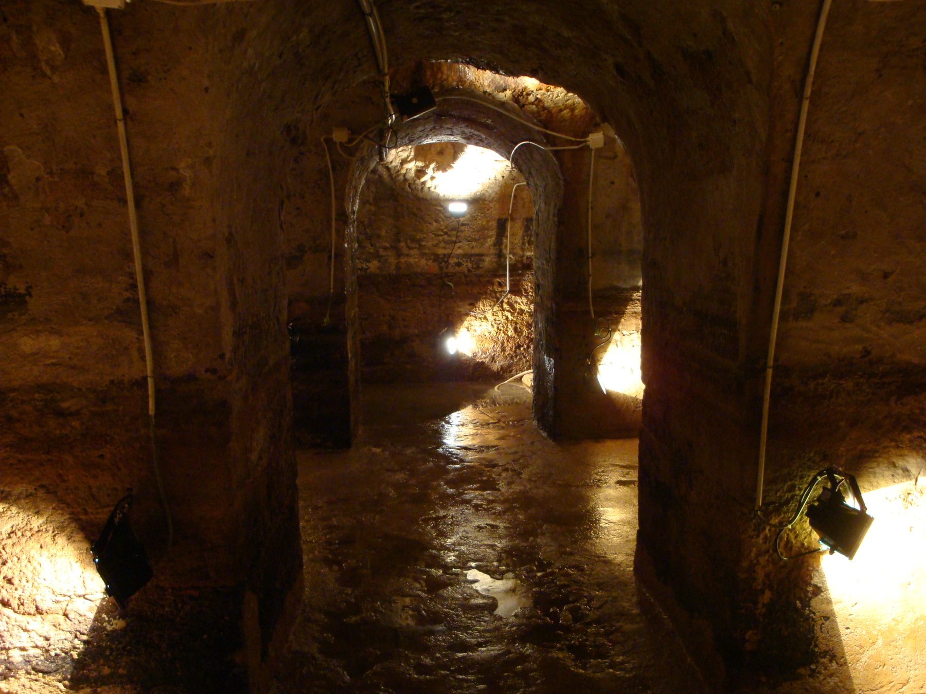 The flooded Roman galleries beneath Rua da Prata in Lisbon