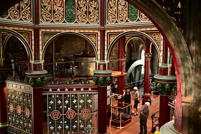 The ornate Victorian cast-iron interior of Crossness Pumping Station, London
